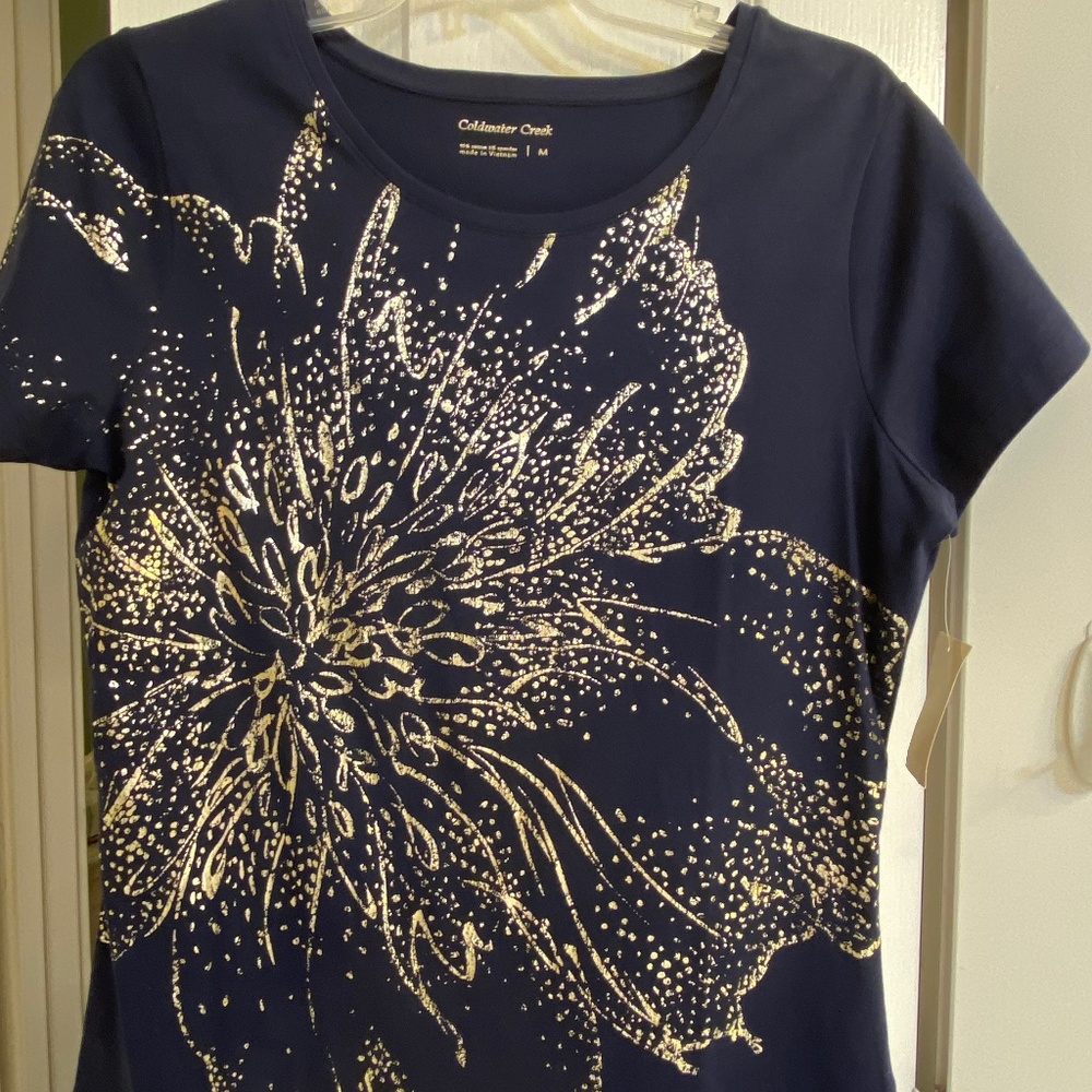 Navy Flower Cold Water Creek T-Shirt